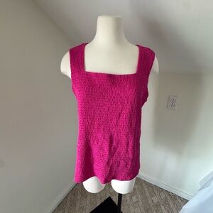 CeCe Pink Sleeveless Tank Top with Square Neckline